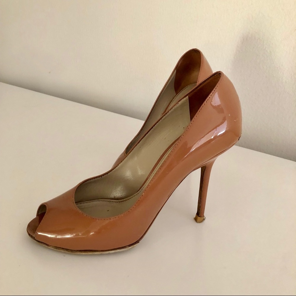 Burberry Open Toe Heels - Muted Pink/Deep Beige